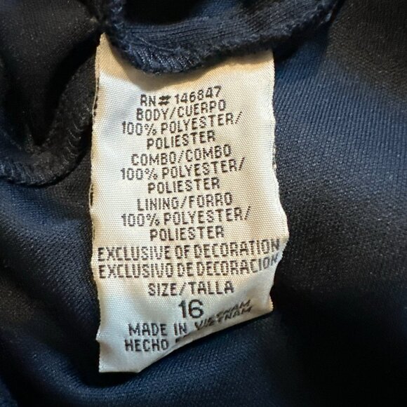 Le BOSS Blue Navy Formal Dress Size 16 Sleeveless Lined V-Neck Back Zipper - Picture 7 of 9